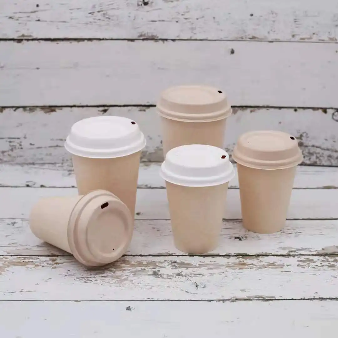 Custom Biodegradable Coffee Cup Disposable Bagass Pulp Coffee Hot Drink Pack Cup with Lid - Image 3