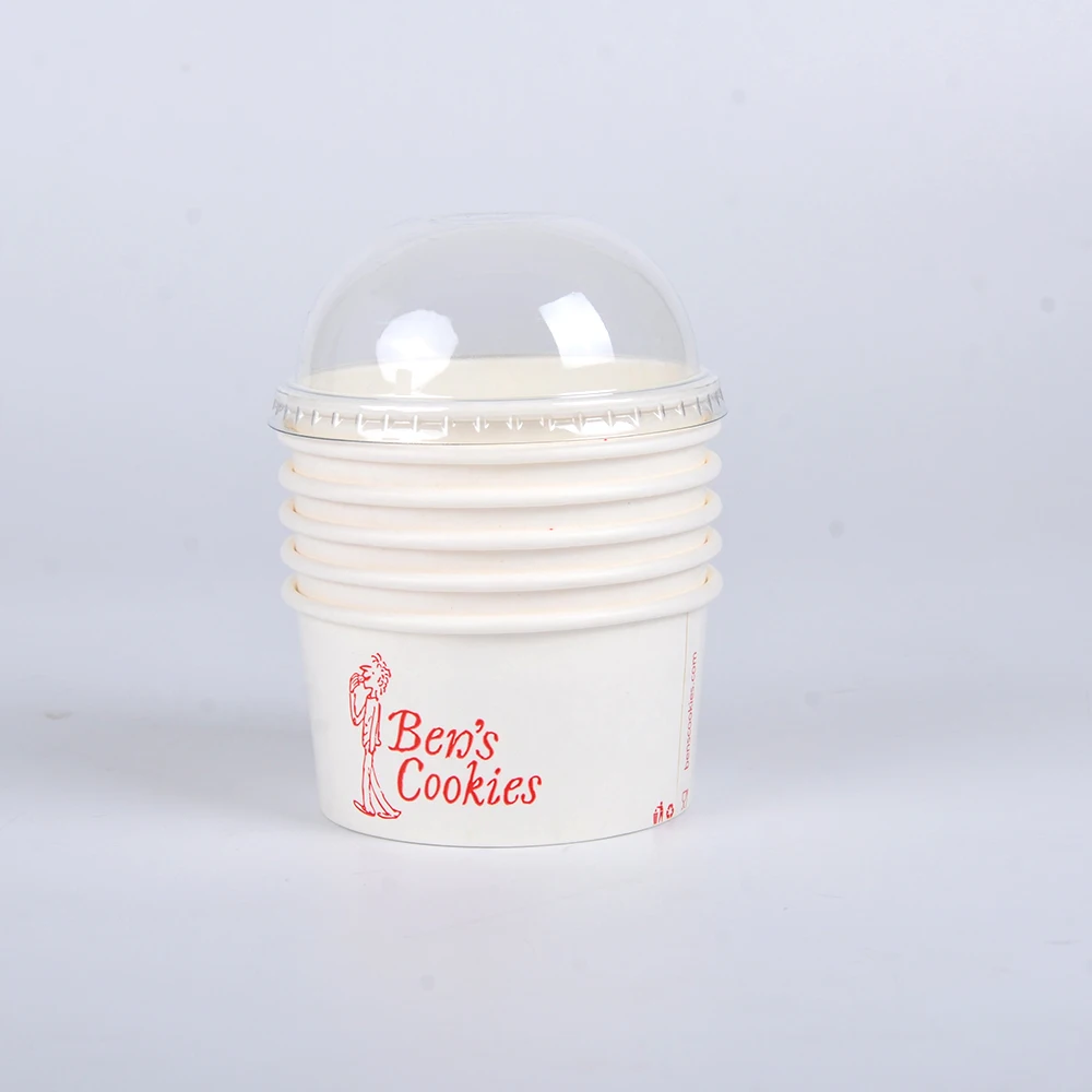 120ml-220ml Disposable Waterproof Biodegradable Single Wall Icecream Paper Tub with Lid and Spoon - Image 3
