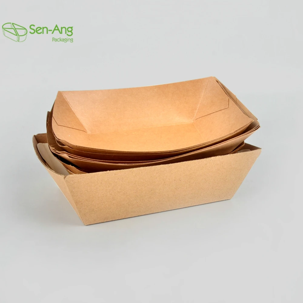 Promotion Chip Box 12Oz Boat Shape for Restaurant Kraft Paper Ship Type Tray - Image 3