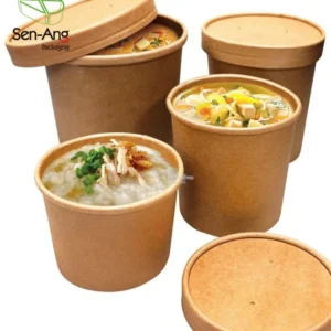 New Design Mushroom Thickened Disposable Porridge Vegetable Soup Bucket Top