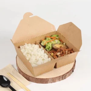 Wholesale Food Container Takeway Kraft Leak Proof Custom Packing Disposable Compartment Paper Lunch Box