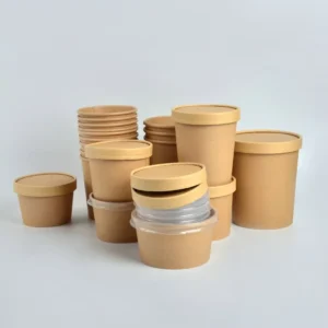 Hot Selling Disposable Soup Paper Custom Kraft Biodegradable Cup 20Oz Takeaway Food Packaging Bucket Paper Bowl