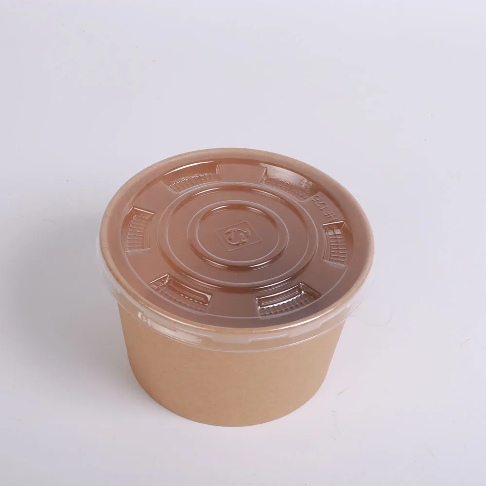 Disposable Eco Friendly Kraft Paper Salad Bowl with Lid Customizable Logo 1100ml Capacity Wholesale - Image 5