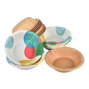 Factory Ready Bulk Wood Grain Pattern Design 200ml Pack Eco Friendly Heavy-Duty Round Disposable Salad Fruit Paper Bowls