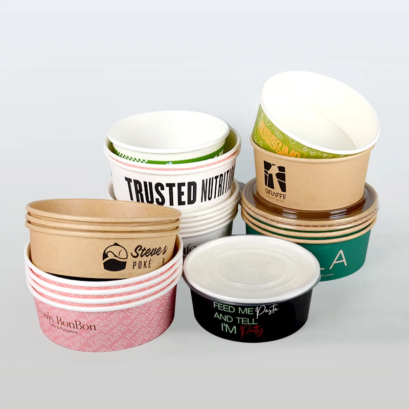 Food Grade Disposable Kraft Paper 12oz Porridge Bucket Portable Microwavable Paper Soup Cup With Lids - Image 2