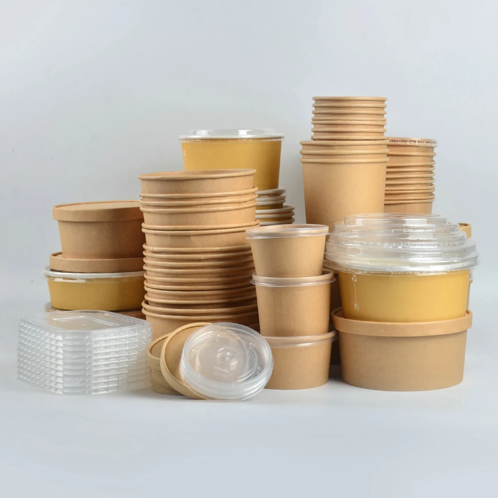 Customized Design Containers Wholesale Eco-friendly Soup Salad Cups With Lid Food Disposable Kraft Paper Bowls - Image 3