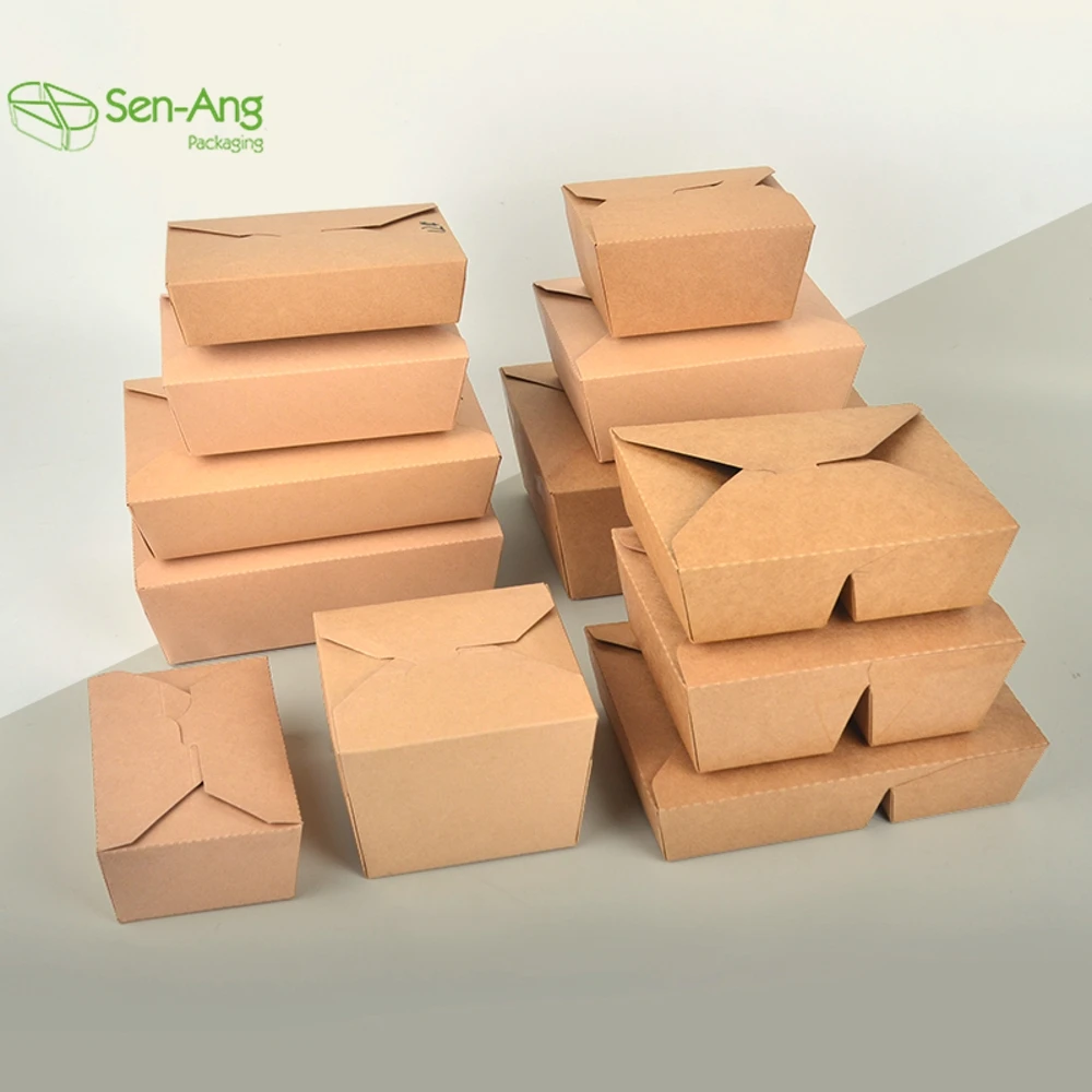 Wholesale Take Away Fast Food Packaging Rectangular Container 750Ml Kraft Paper Pastry Box - Image 2