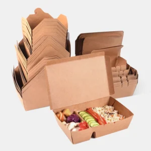 Custom Eco Friendly Biodegradable Kraft Takeaway Food Boxes Food Packaging Multi-compartment Kraft Paper Lunch Box