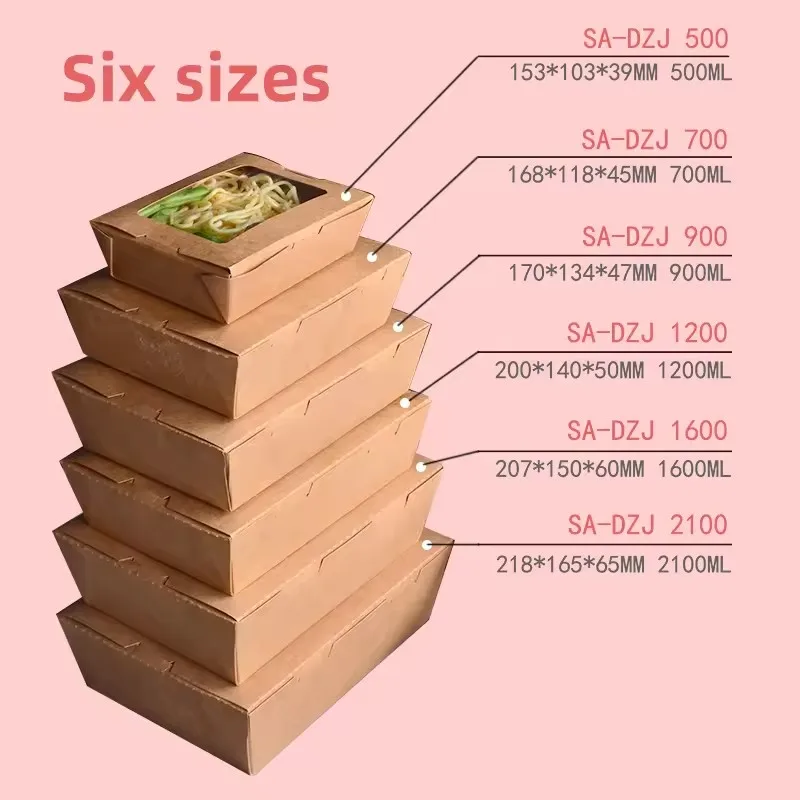 OEM Custom Eco-Friendly 900ml Kraft Paper Multi-Compartment Disposable Food Boxes for Sushi and Snacks with Custom Size & Color - Image 4