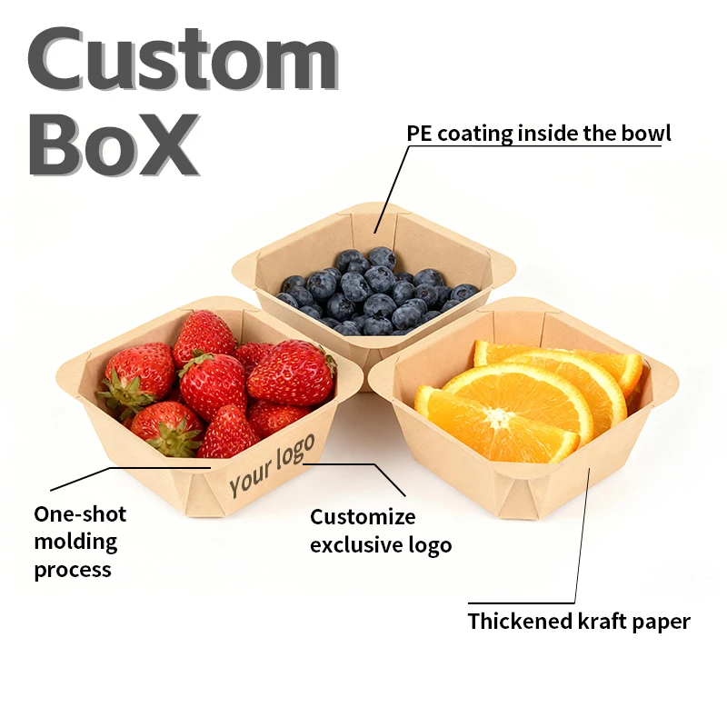 Biodegradable Food Grade Takeaway Food Packaging Film Sealable Kraft Paper Fruit Trays for Fruits Vegetables Farm Use - Image 3