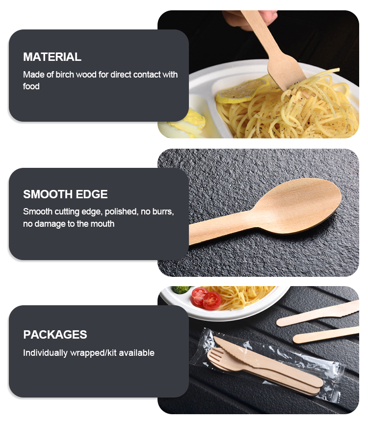 Restaurant Disposable Cutlery Wooden Spoons Wood Knife Fork Spoon - Image 5