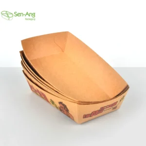 Wholesale Food Boat Disposable Hot Dog French Fry Shape Cookie Snack 6Oz Kraft Paper Tray