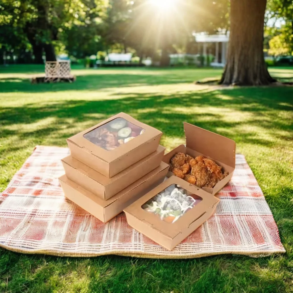 OEM Custom Eco-Friendly 900ml Kraft Paper Multi-Compartment Disposable Food Boxes for Sushi and Snacks with Custom Size & Color - Image 6