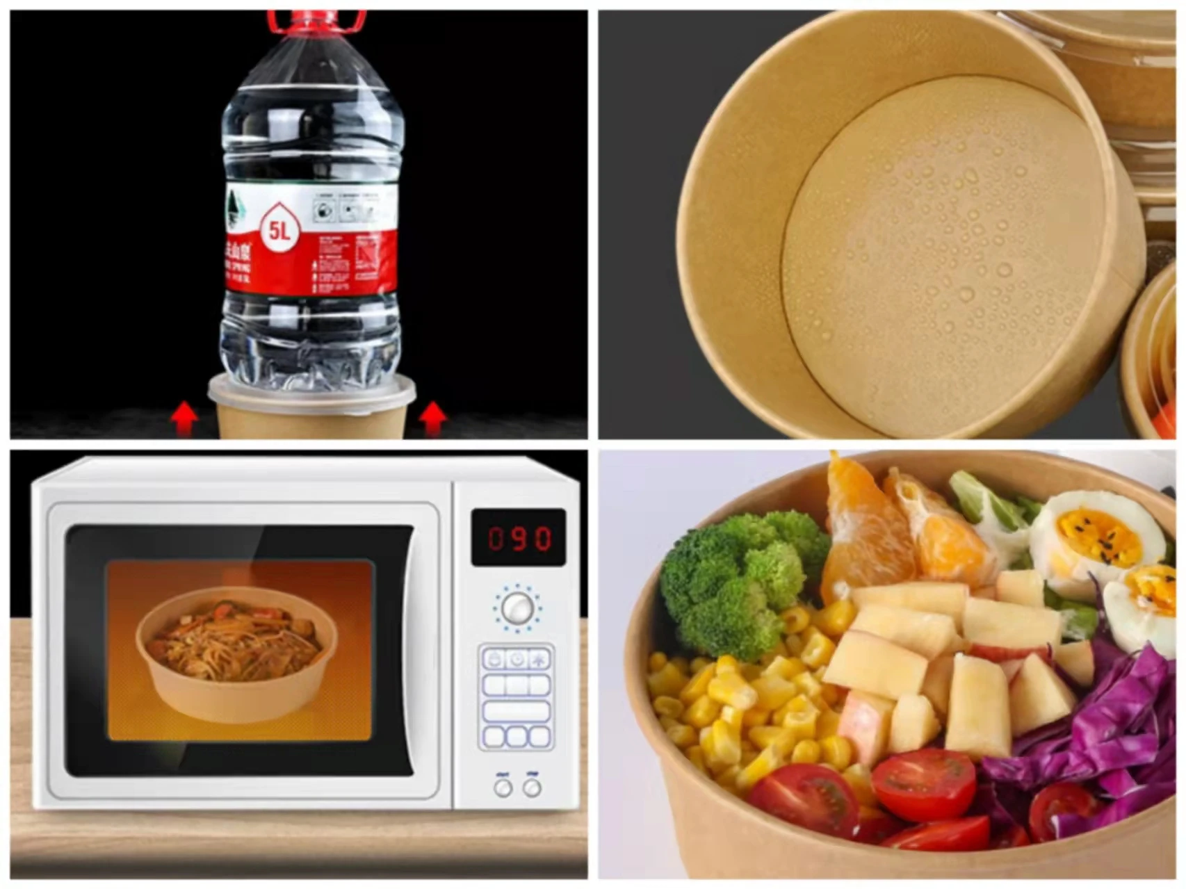 Popular Design Craft Waterproof Oval Mini Mixing Set Paper Kraft With Lid Bowl Salad - Image 2