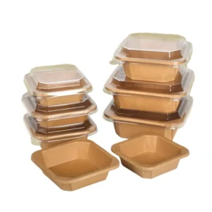 New Product Square Hot Food Take Out Fruit Box Rice Packaging White Paper Octagonal Bowl 300ml