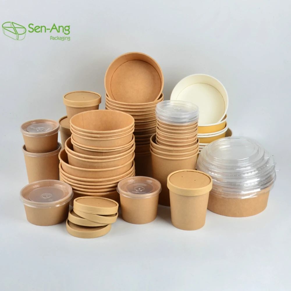 Hot Selling Disposable Soup Paper Custom Kraft Biodegradable Cup 20Oz Takeaway Food Packaging Bucket Paper Bowl - Image 5