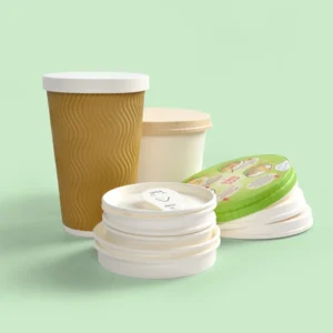 Black and White Coffee With Lid Disposable for Hot Biodegradable Ripple Wall Paper Cups