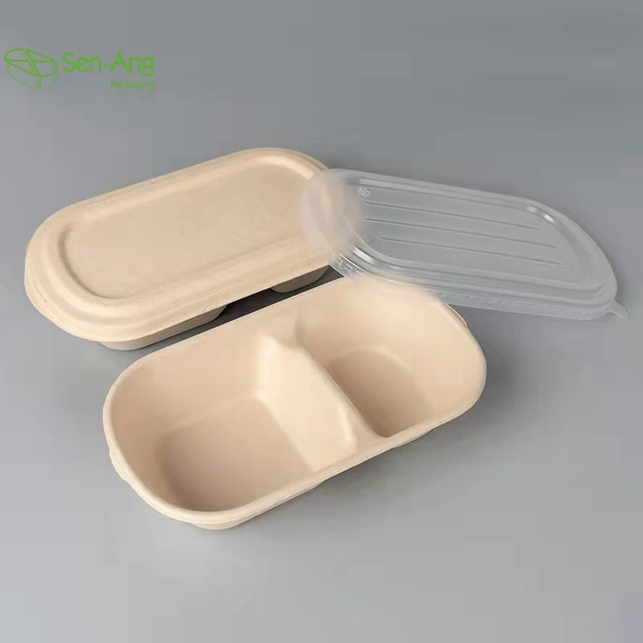 Wholesale 850Ml Plate Lunch With Take Away Hamburger Sugarcane Way Meal Food Lid Bagasse Pulp Packing Box - Image 6