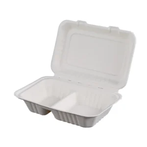 Eco 8*8 INCH Compostable Sugarcane Bagasse Pulp Lunch Box Biodegradable Fast Food Clamshell