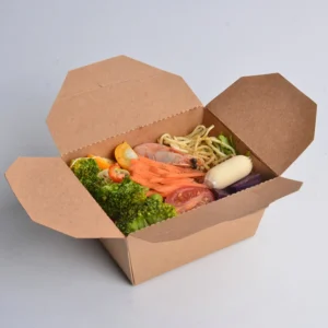 Custom Logo Brown Kraft Packaging Cardboard Catering Takeaway Takeout to Go Paper Take Out Container Food Box
