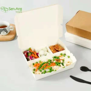 2 3 Takeway Container Microwave Safe Disposable Kraft Paper Compartment Bento Lunch Box