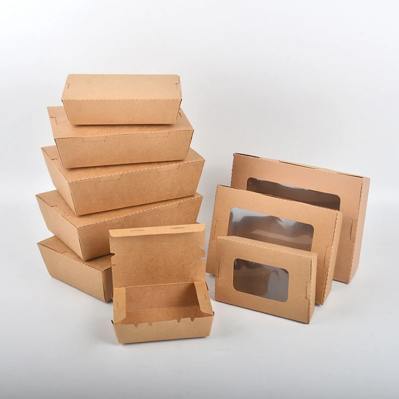 Wholesale Kraft Paper Food Box Salad Fruit Takeaway Box Lunch Packaging Box With PET PP Window - Image 6