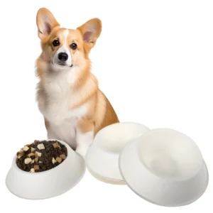 Eco-friendly Biodegradable Disposable Sugarcane Pulp Pet Water Food Packaging Feeder Bowl Portable Travel Dog Dishes