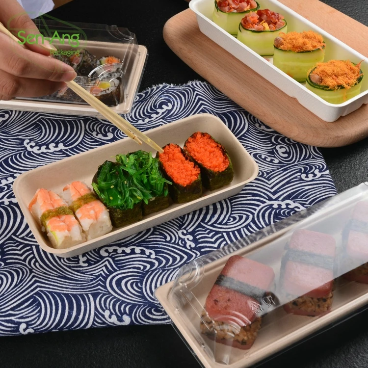 Wholesale Set Serving Easy to Go Sushi Tray Ship Type Hot Dog Box Disposable Kraft Paper Boat Container
