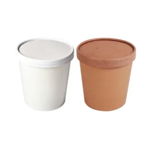 Kraft Paper Take Away Bucket Noodle Cup 20Oz 26Oz 32Oz Soup Disposable Container
