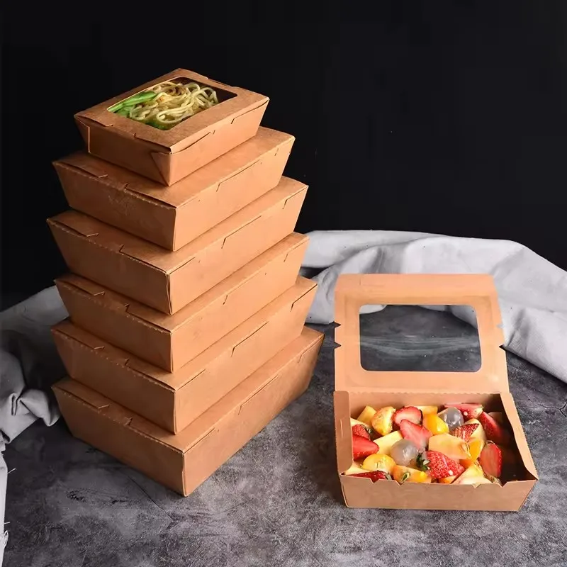 OEM Custom Eco-Friendly 900ml Kraft Paper Multi-Compartment Disposable Food Boxes for Sushi and Snacks with Custom Size & Color - Image 3