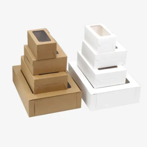 Kraft White Cardboard Muffin Box with Window for Cupcakes Bakery Paper Sushi Snacks Cookies Stamping Embossing Box Folders