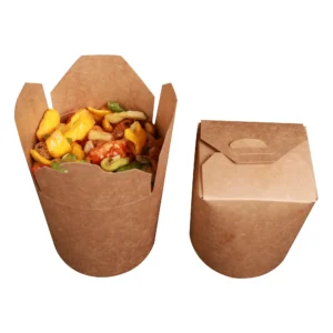 Eco-friendly Disposable Kraft Paper Folders Food Takeaway Packaging Embossing Customizable Size Rice Base