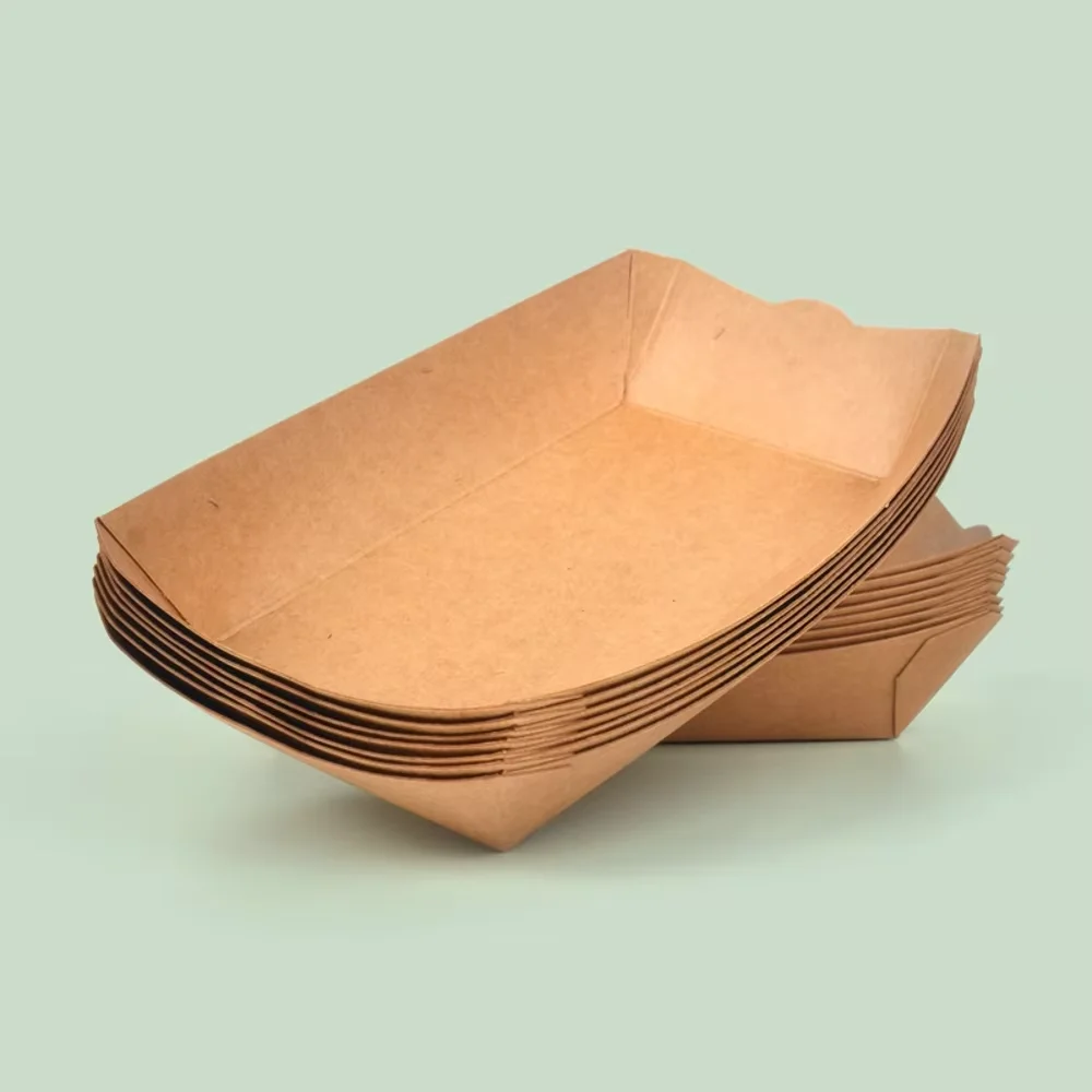 Promotion Chip Box 12Oz Boat Shape for Restaurant Kraft Paper Ship Type Tray