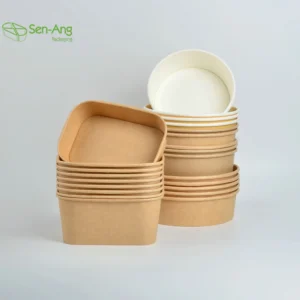 Cheap Kraft Marble Fruit and Brown 500Ml White Paper With Lid Salad Bowl