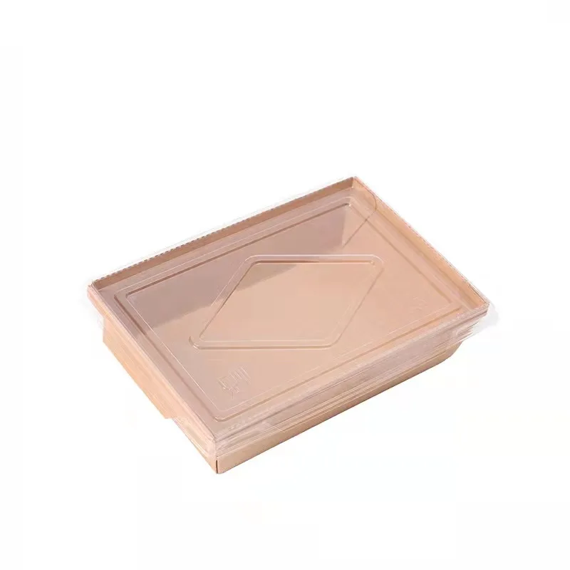 Wholesale Restaurant Take Away Food Bowl Disposable Kraft Paper Square Bottom Salad Bowl Lunch Box With Lid