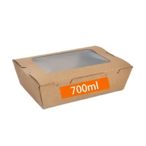 Custom Eco Friendly 700ml Kraft Takeaway Food Boxes Food Packaging Multi-compartment Kraft Paper Lunch Box