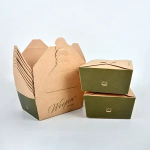 New Arrival Take Out Container Food Plastic Microwave Safe Away 1400Ml Kraft Paper Salad Box