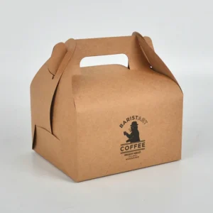 Printed Kraft Paper Matt Lamination Recyclable Food Packaging Cake & Potato Chips Box with Handle Wholesale