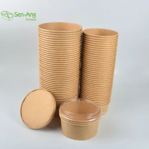 Factory Wholesale Salad Bowl Kraft Paper Takeway Customized 500 750 1000Ml Take Away Pack Cup Bucket With Lid