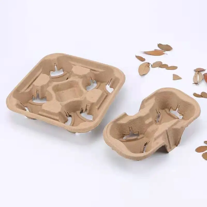 Cardboard Papercup Carrier to Go Tea Kraft Packing Disposable Coffee Paper Cup Holder - Image 4