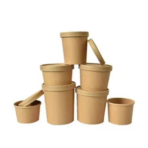 Manufacturer Wholesale Custom Logo Printed Disposable Kraft Paper Soup Cup Bucket Paper Bowl With Lid