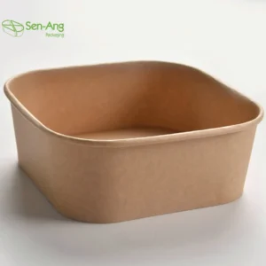 Best Selling Oval Bento Box 500Ml Salad With Lid Microwave Safe Kraft Paper Square Bowl
