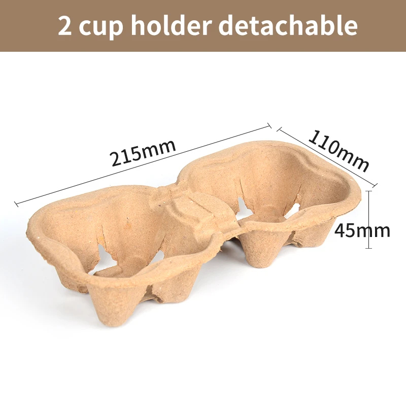 2 4 Compartment Brown Corrugated Eco Friendly Disposable Paper Cup Holder with Tray for Take Away Coffee Cups - Image 5