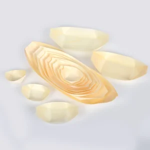 Hot Selling Sushi Wooden Boat Biodegradable Eco-friendly Disposable Natural Pine Wooden Boat/Cone/Plate for Party