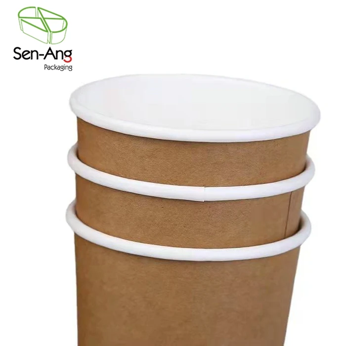 Wholesale Layer Coffee Hot Drink 8 12Oz Customized Disposable Square Double Wall Kraft Paper Cup - Image 3