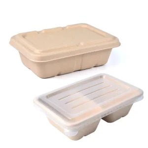 950ml Eco-friendly Biodegradable Bagasse Food Container with Matt Lamination for Sushi and Restaurant Use