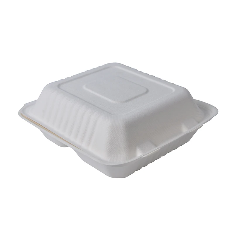 Biodegradable Hamburger Clamshell Sugarcane Box - Image 3