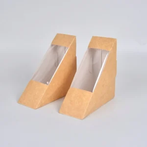 Custom Printing Disposable Packaging Kraft Triangle Vacuum Paper Sandwich Box