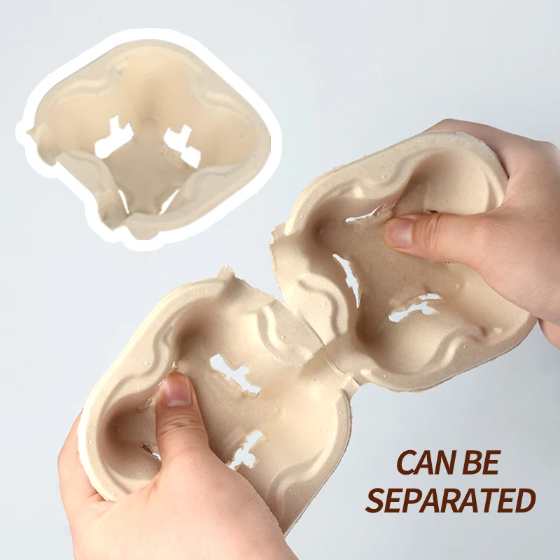Sugarcane Bagasse Cup Holder Custom Corrugated Disposable Paper Cup Holder Tray Wholesale Recyclable Beverage Carrier - Image 2