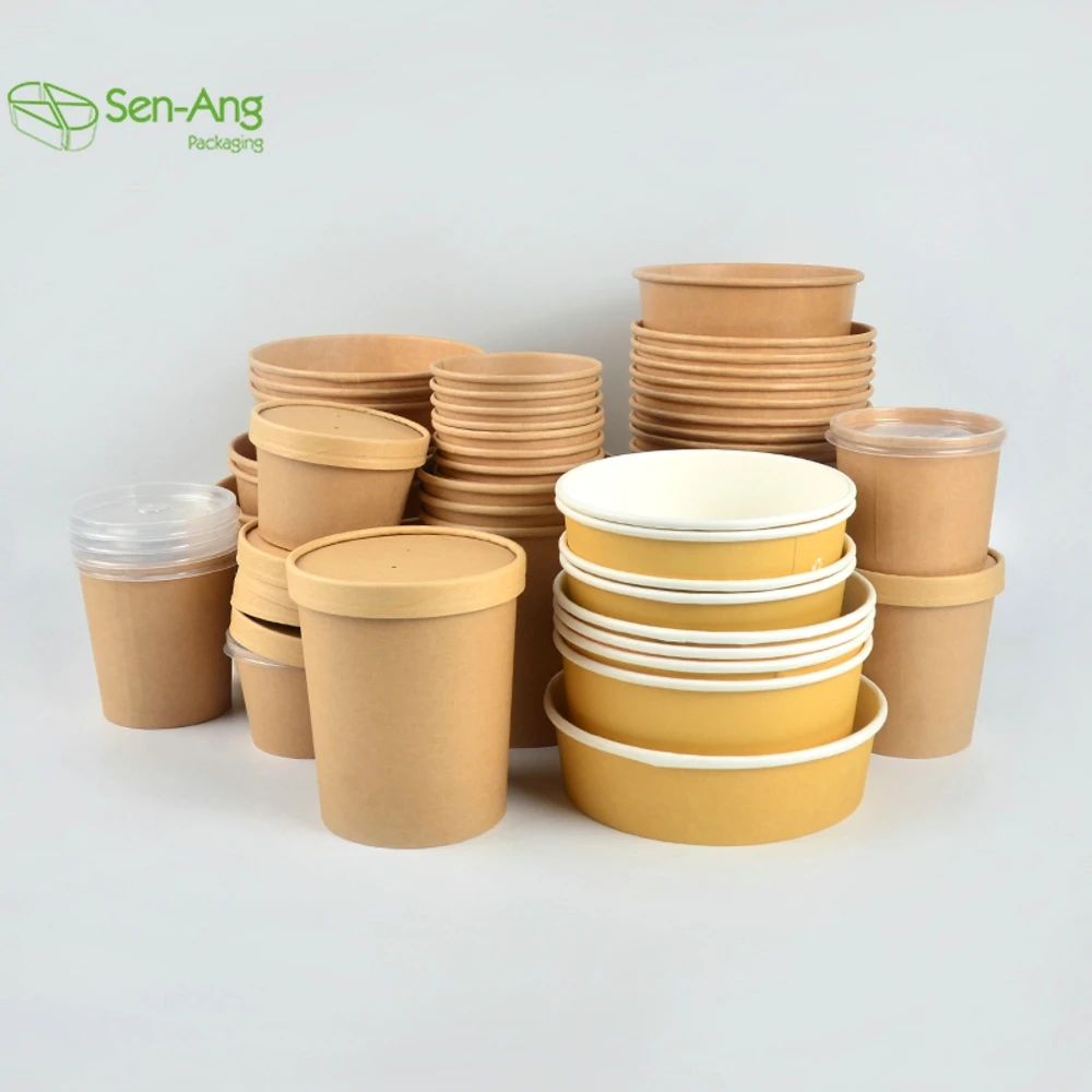 Custom Disposable Biodegradable Soup Cup Noodle Bowl Container 16Oz Paper Bucket Paper Bowl - Image 4